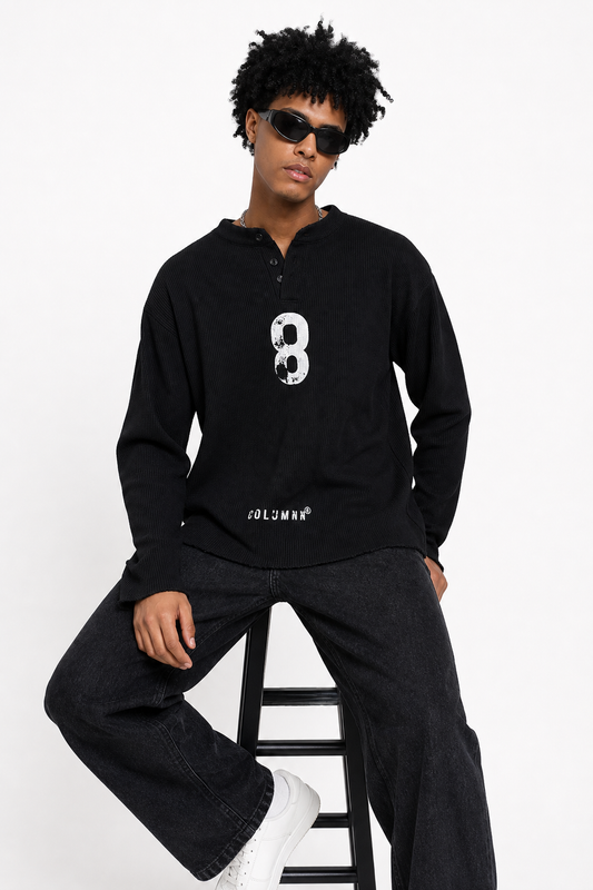 COLUMNN Raw Edge Waffle Henley