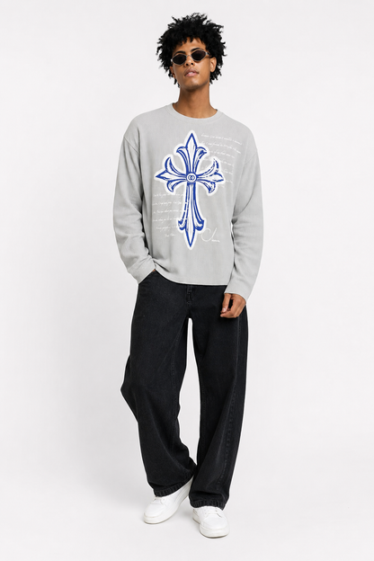 COLUMNN Eternal Cross Light Grey Waffle Tee