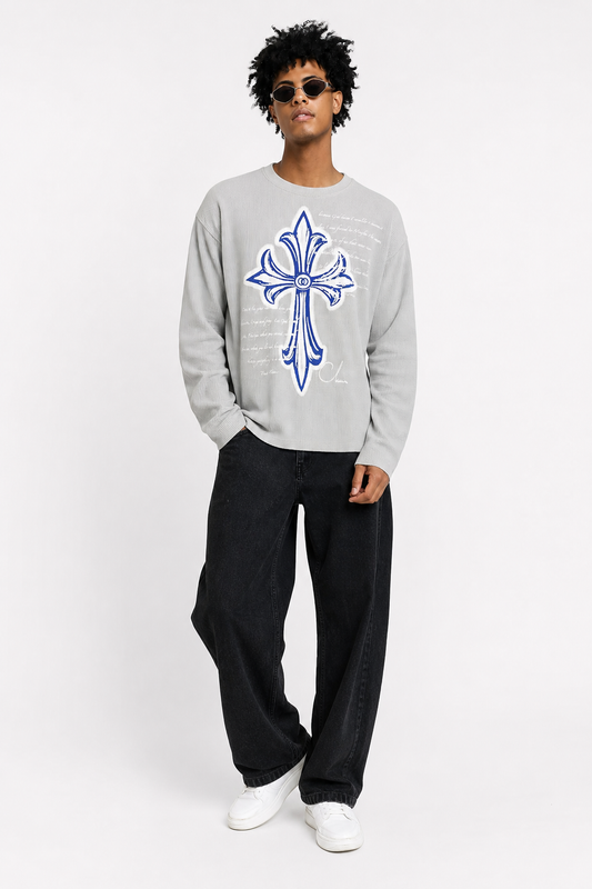 COLUMNN Eternal Cross Light Grey Waffle Tee