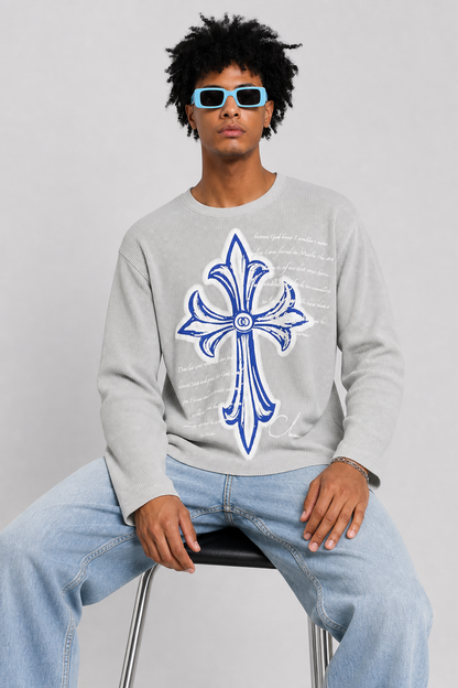 COLUMNN Eternal Cross Light Grey Waffle Tee