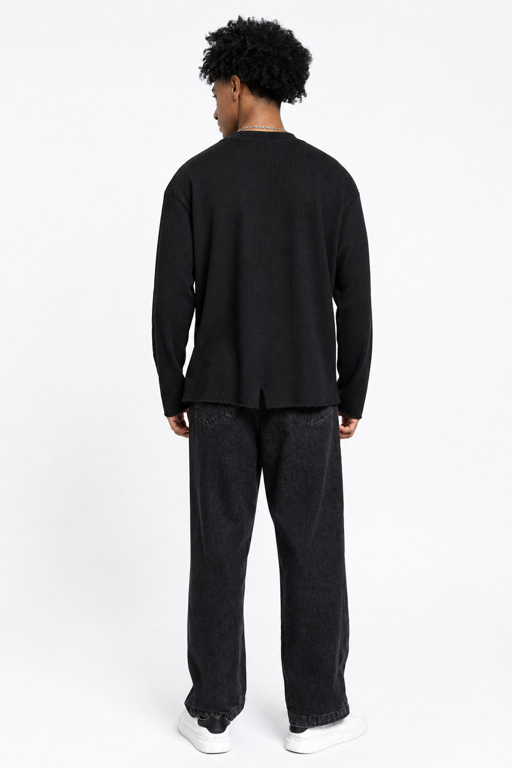 COLUMNN Raw Edge Waffle Henley