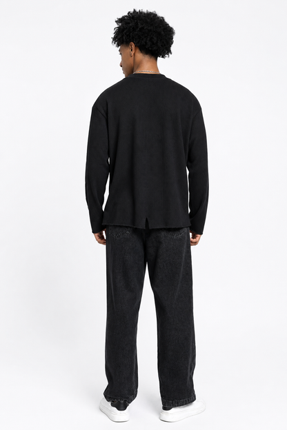 COLUMNN Raw Edge Waffle Henley