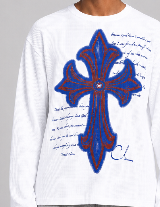 COLUMNN Eternal Cross White Waffle Tee