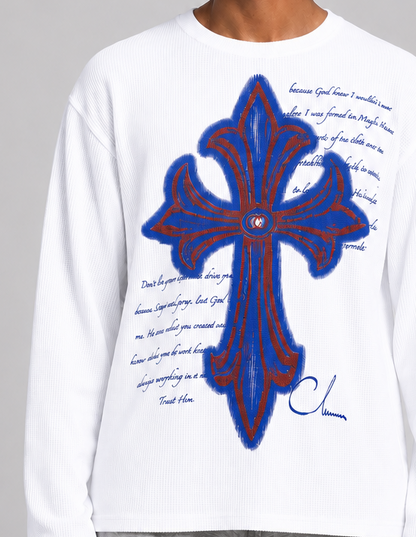 COLUMNN Eternal Cross White Waffle Tee
